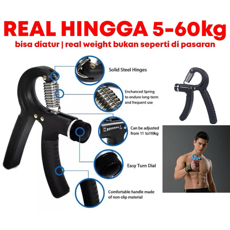 POTENCE HANDGRIP ADJUSTABLE 5-60 KG / HAND GRIP LATIHAN PENGUAT TANGAN