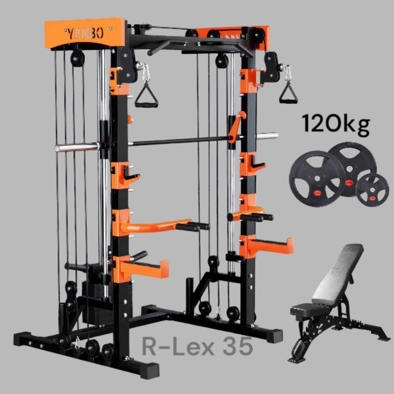 R-Lex02 / R-Lex 35 Yanbo / R-Lex 01 Smith Machine Multifungsi Trainer Double Katrol / Alat Fitness Multi / Home Gym / Murah Berkualitas Besi Tebal Kokoh