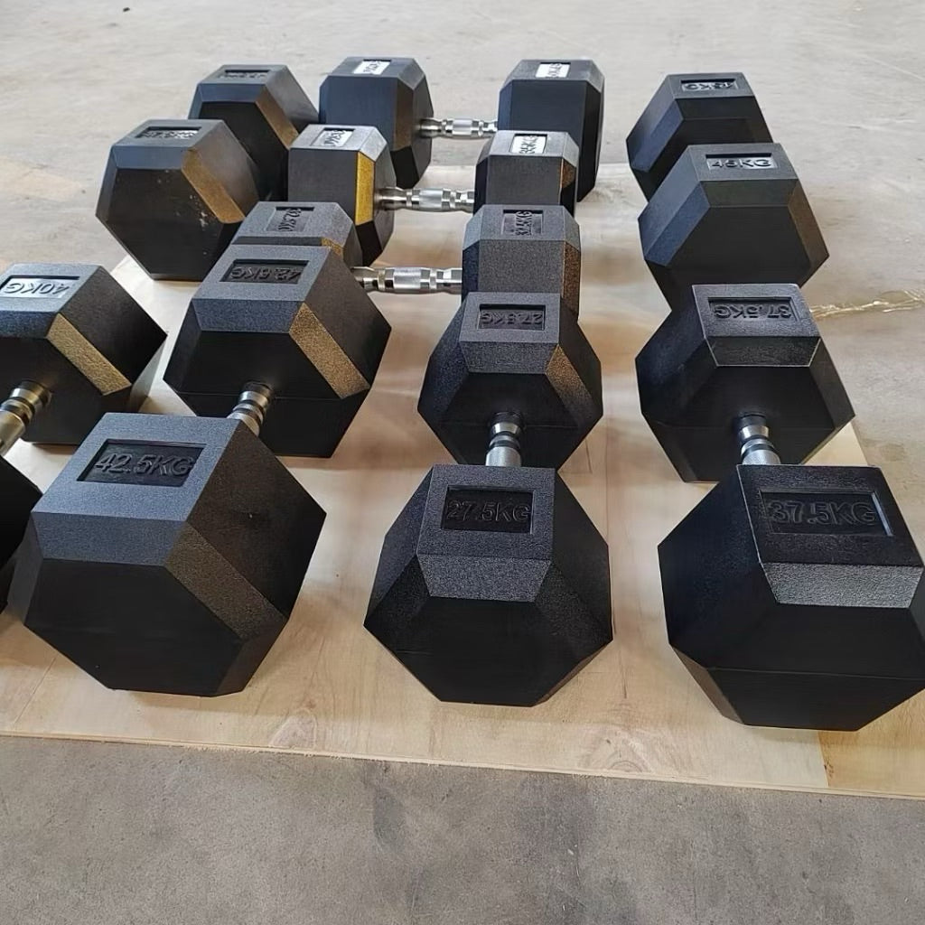 POTENCE DUMBELL HEXAGONAL HIGH QUALITY RUBBER DUMBELL 2 - 20KG | BARBEL DUMBBELL DUMBEL BARBELL BESI