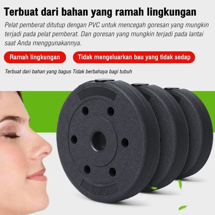 POTENCE PLATE DUMBELL 5KG DUMBEL PLAT PVC BEBAN BARBEL BARBELLL DUMBBELL 5 KG PLAT POTENCE