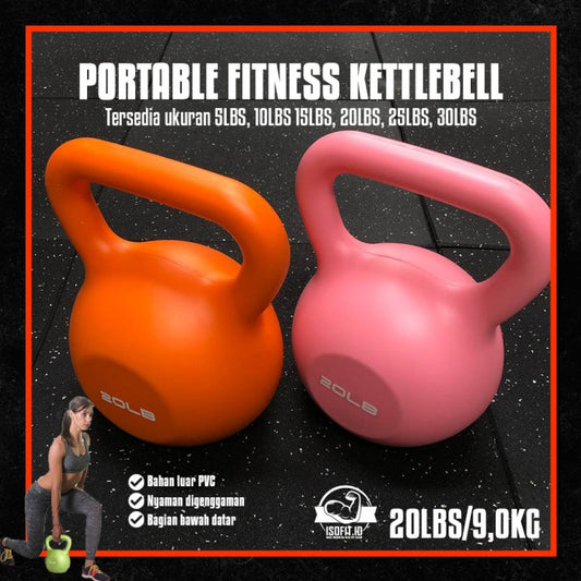 KettleBell 20-LBS / Ketel Bel / Kettle Bell / Alat Angkat Beban / Alat Squat Fitness Rumah bahan PVC Vinyl Halus