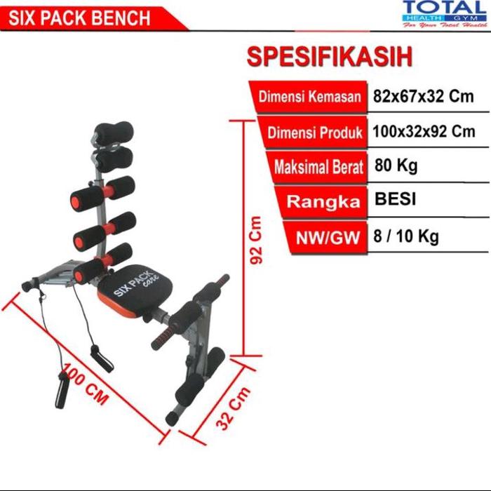 alat fitness six pack care bench total original pengecil perut