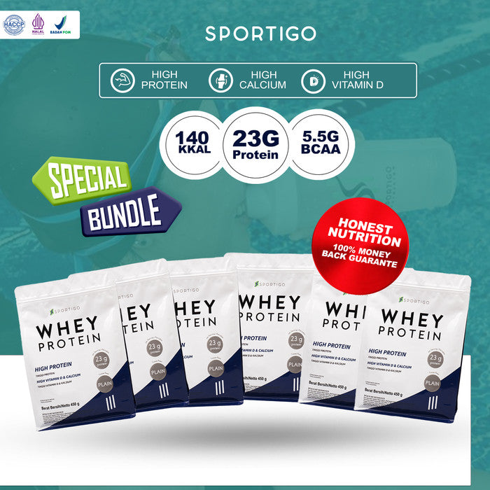 SPORTIGO Whey Protein Isolate Concentrate Pure 450g Pouch - 6 Pouch