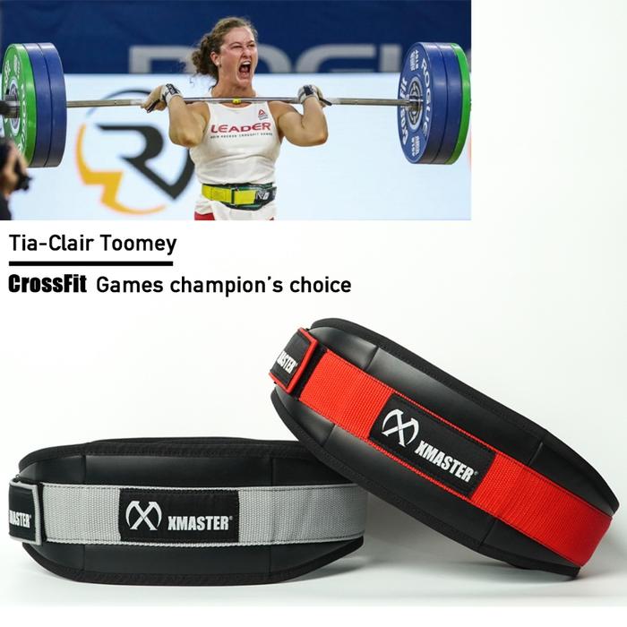 XMASTER Sabuk Angkat Beban – Nylon Gym Belt Double Lock untuk Deadlift & CrossFit - red, S
