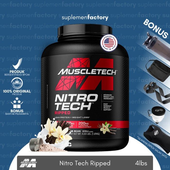 Muscletech Nitrotech Ripped 4lbs 4 lbs Nitro tech Muscle Tech - Coklat