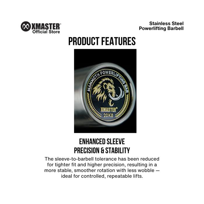 XMASTER Stainless Steel Powerlifting Barbell 20kg