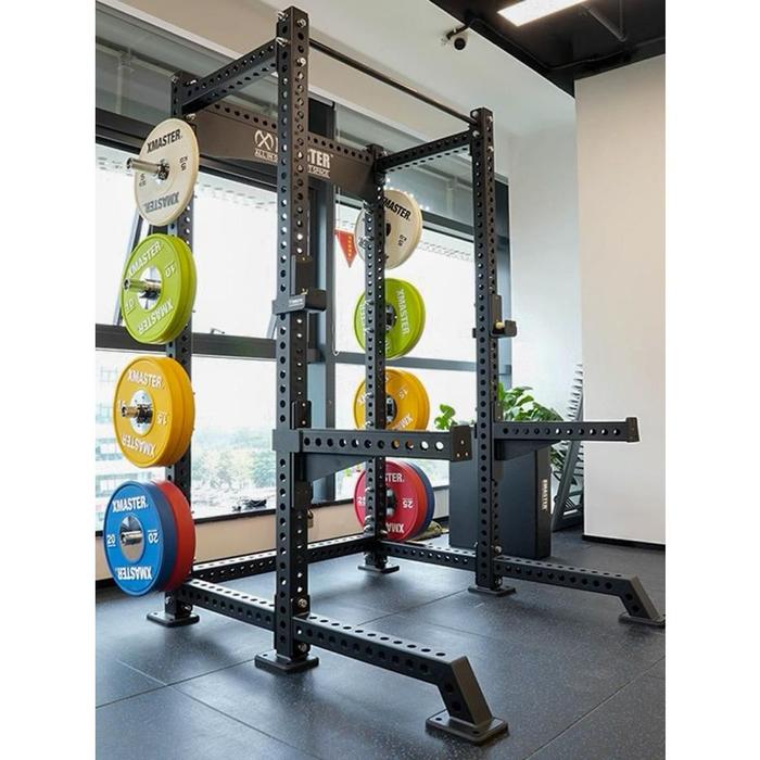 XMASTER Power Half Rack Gym Power Rack Alat Fitness Rak Multifungsi Powerlift Bodybuilding Weightlifting Rack Plate GYM ROGUE ELIKO Chrome 1200 x 1550 x 2300 mm Baja Ringan dengan Finishing Krom Cocok untuk Home Gym dengan Ruang Terbatas - Otot - Chrome