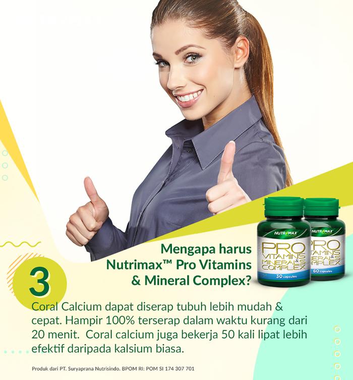Nutrimax Pro Vitamins dan Minerals Complex Tablet Multivitamin Vitamin dan Kalsium  Isi 30 Kapsul