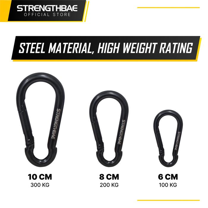 Gym Carabiner STRENGTHBAE Karabiner Cable Attachment Machine Climbing Hook Lifting Clip Pengait Fitness - 6cm