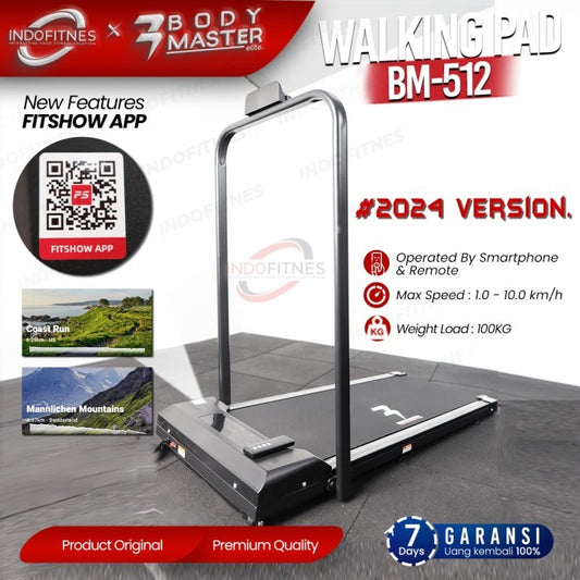 BODYMASTER Walking Pad Treadmill BM-512 Treadmil Elektrik Foldable - Treadmil BM-512, Merah
