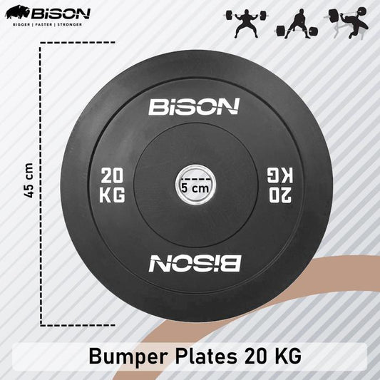 Bison 20 Kg Bumper Plates Olympic Training Bebanan Barbell Classic
