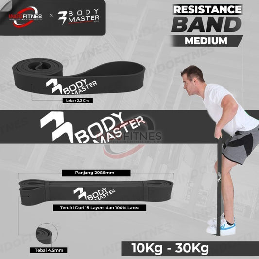 BODYMASTER Long Latex Resistance Band I334 Karet Gym Fitness Pull Up - Hitam