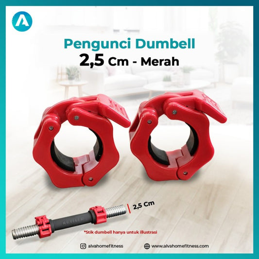[2.5cm] Pengunci Adjustable Dumbell / Dumbel Collar Lock - MERAH