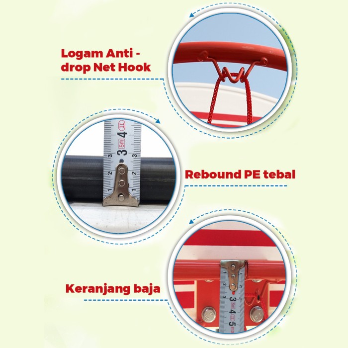 OneTwoFit Bingkai Basket 1.55-2.1m Ring basket portable anak dan dewasa bisa diatur naik turun Ring Basket