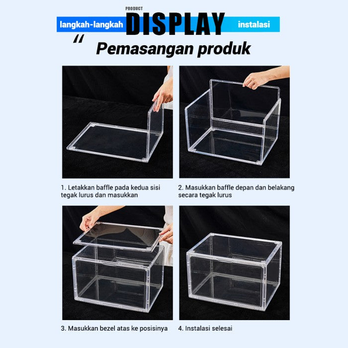 OneTwoFit Transparent Acrylic Storage Box Book Organizer Container Box