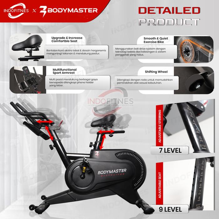 BODYMASTER Spinning Bike S80i Smart Maxtrainer, sepeda statis cardio alat fitness - Putih