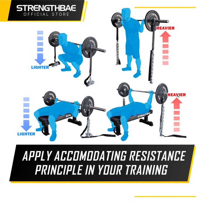 Heavy Gym Chain STRENGTHBAE 5kg 10kg 15kg Weight Lifting Chains Weightlifting Powerlifting - 5kg Pair