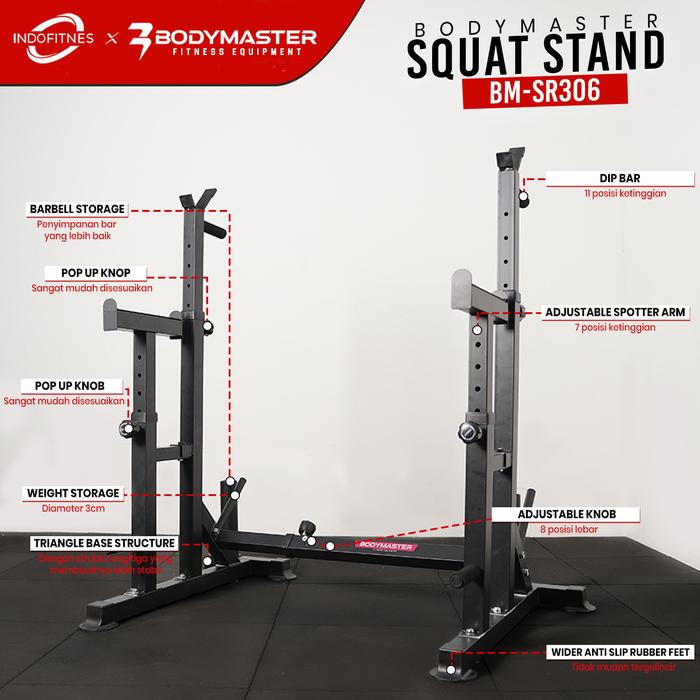 BODYMASTER Squat Stand BM-SR306, Squat Rack Bench Press Home Gym Barbell Tiang Workout