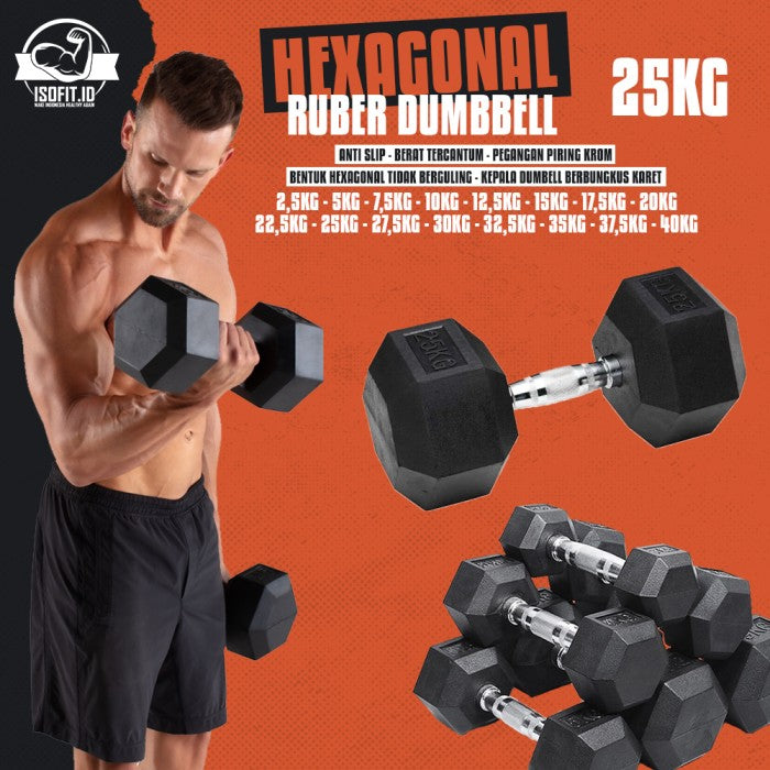 Hex Rubber Dumbell / Barbel Hexagonal Karet - 2,5 KG