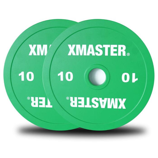 XMASTER Calibrated Plate Powerlifting 5–25kg – Olympic 50mm, Color Coded IPF, Steel – Pair/Set - 10kg Sepasang
