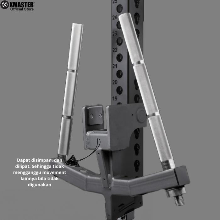 XMASTER Dip Bar Attachment Power Rack – Alat Bodyweight Training & Latihan Dada - Chrome