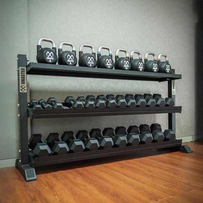 XMASTER Rak Dumbbell 3 Layer Besi Kokoh untuk Gym Rumah & Komersial Kapasitas 400kg Finishing Powder Coating Anti Karat