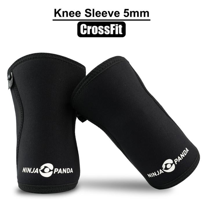 NINJA PANDA Crossfit 5mm Knee Sleeves Unisex Neoprene Rehband Fitness Weightlifting Powerlifting - Hitam, M