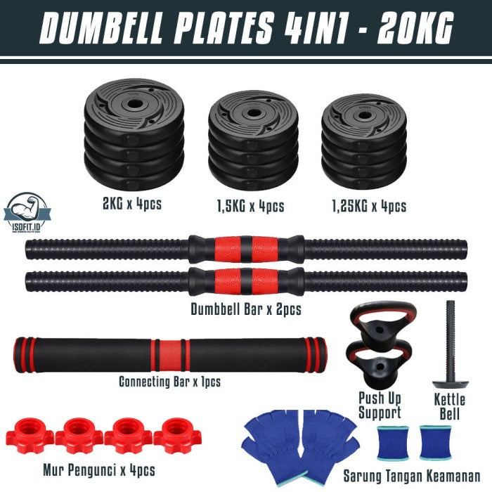 DUMBELL SET ROUND / Barbel / Alat Angkat Beban/ Alat Fitness - 2 IN 1 - 10KG