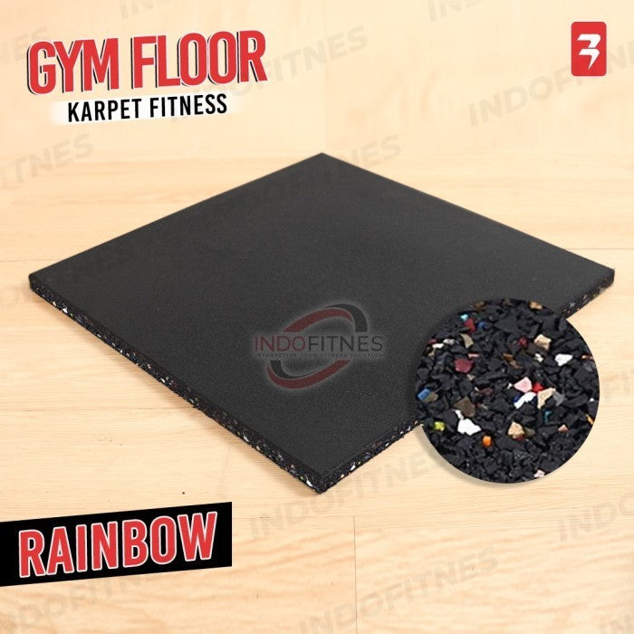 BODYMASTER Karpet karet gym rubber matras fitnes floor tiles BM-E250 - Black, TOPED