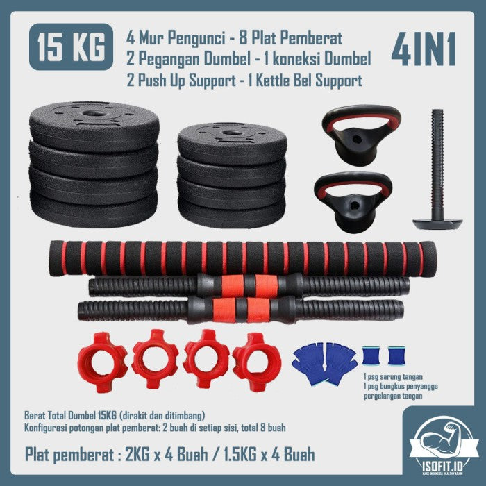 DUMBELL SET / Barbel / Alat Angkat Beban / Alat Fitness - TRI 2IN1-20KG