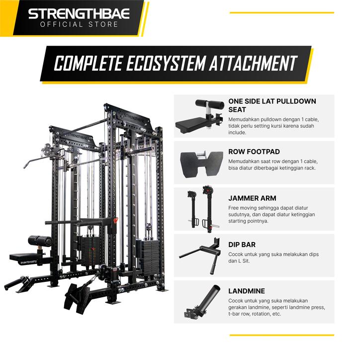 Evolve All in One Trainer STRENGTHBAE Upgradeable Power Rack Smith Machine Cable Machine Home Gym 1 Sisi - Rack+Cable75kg