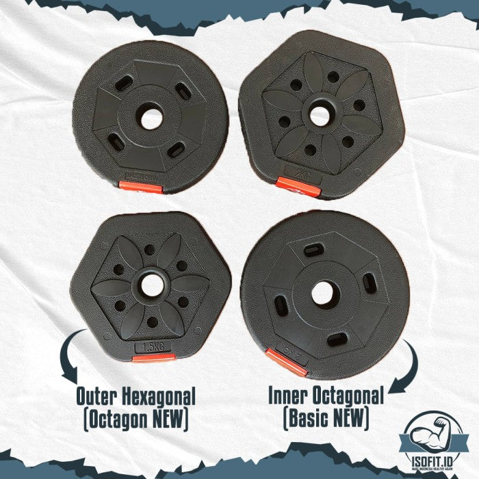 DUMBELL SET ROUND / Barbel / Alat Angkat Beban/ Alat Fitness - 2 IN 1 - 10KG