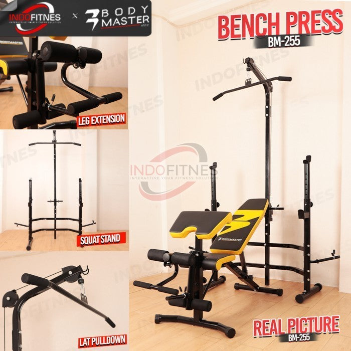 BODYMASTER Bench Press BM-255 Home Gym Preacher Curl Lat Pull Down - Kuning, BELUM ONGKIR