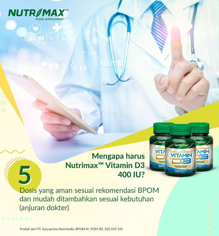 Nutrimax Vitamin Vit D3 400 IU Kesehatan Tulang Gigi Imunitas Osteoporosis Imun Tubuh - 120 TABLET