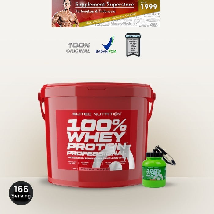 Scitec - WHEY PROTEIN PROFESSIONAL 5000Gram - Strawberry - Tanpa bonus