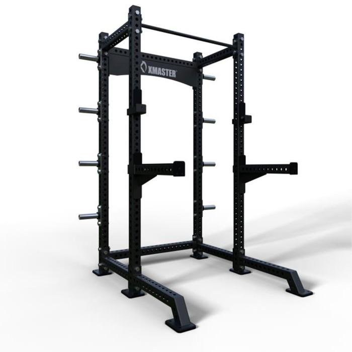 XMASTER Power Half Rack Gym Power Rack Alat Fitness Rak Multifungsi Powerlift Bodybuilding Weightlifting Rack Plate GYM ROGUE ELIKO Chrome 1200 x 1550 x 2300 mm Baja Ringan dengan Finishing Krom Cocok untuk Home Gym dengan Ruang Terbatas - Otot - Chrome