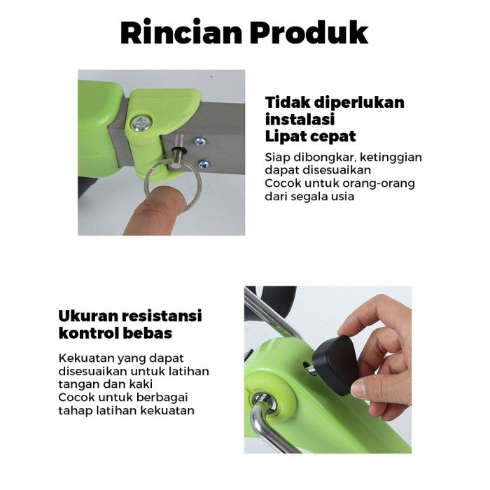OneTwoFit Mini exercise bike Sepeda Statis Terapi Portable Dilipat