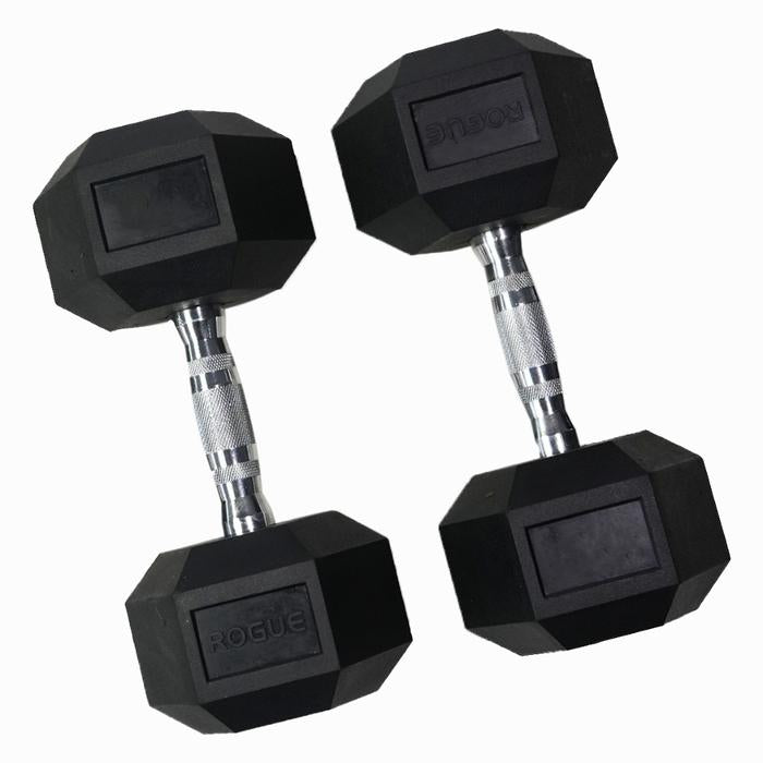 ROGUE Original Hex Dumbbell Rubber Latihan Angkat Beban Otot Home Gym Fitness CrossFit Training - 2,5kg Sepasang - 12,5kg Sepasang