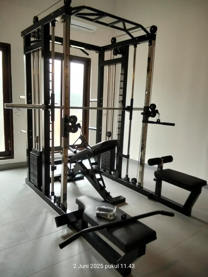 Alat Olahraga Fitness Homegym Smith Machine Multi Magnus X5 Cable Crossover Black