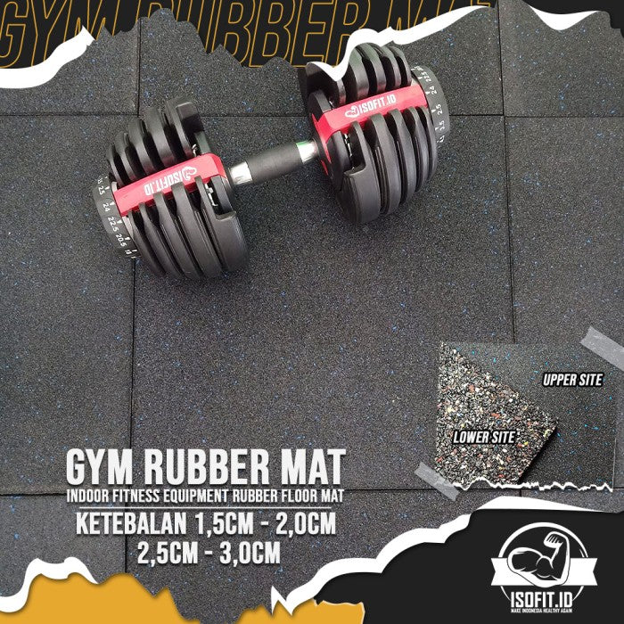 Gym Rubber Floor Mat / Karpet Lantai Karet Tempat Fitness - 1,5CM BIRU