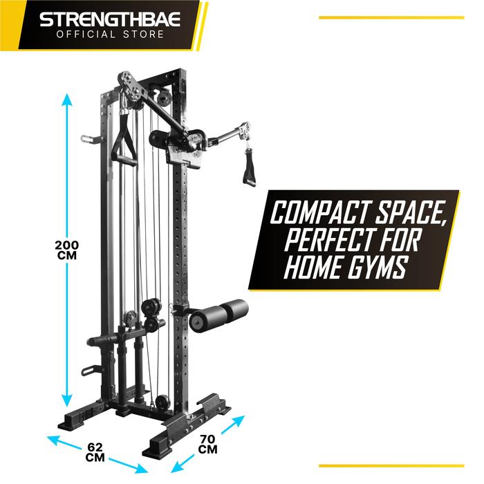 Compact Cable Crossover STRENGTHBAE Single Cable Tower Pulley Cross Over Trainer All in One 1 Gym Fitness