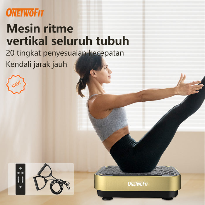 OneTwoFit Fitness Exercise Vibration Machines Whole Body Vertical Rhyt - Hitam dan putih
