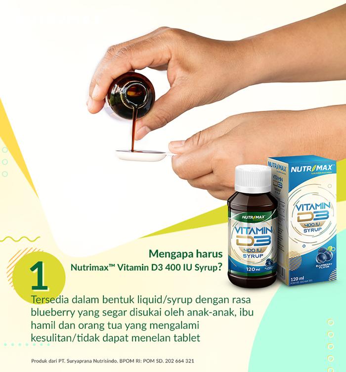 Nutrimax Vitamin Vit D3 Anak Ibu Hamil 400 IU Sirup Kesehatan Tulang Gigi Imunitas Osteoporosis Syrup