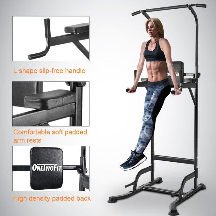 Onetwofit Power tower Pull up alat olahraga rumahan