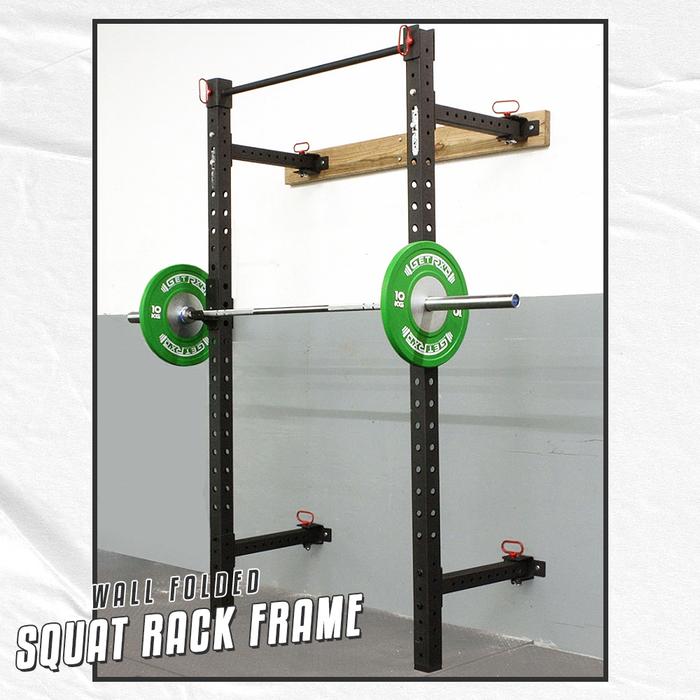 Wall Folded Squat Rack Frame / Foldable Squat Rack / Squat Rack Lipat Dinding Minimalis - Red New