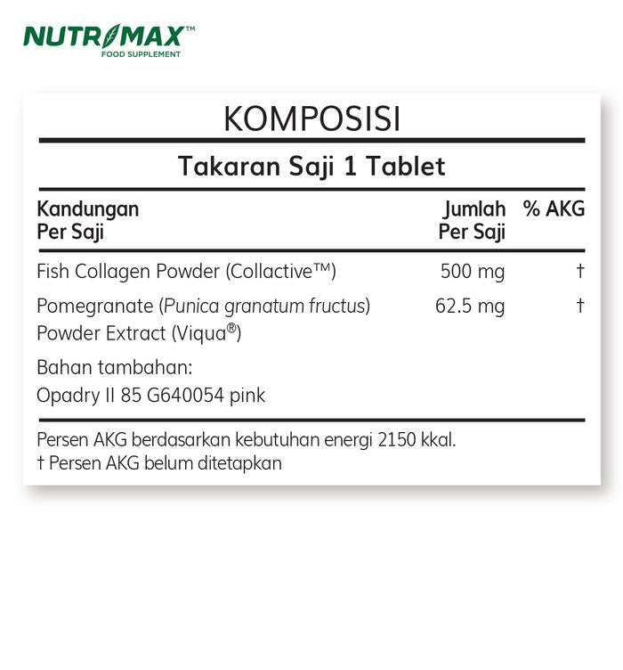 Nutrimax Vibrant Skin Membantu Mencerahkan Kulit Anti Aging Mengencangkan Kulit - 30 Tablet