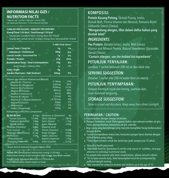 EVOLENE EVO GREEN 1 Box Isi 12 Sachet Vegan Protein Plant Based - Sachet Pwo