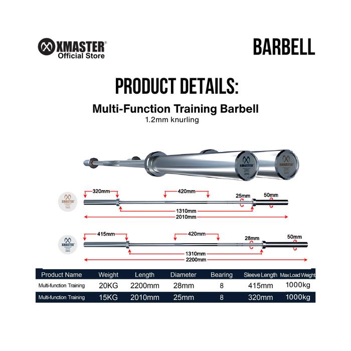 XMASTER Bundle - CPU Bumper Plate Set 140kg + Training Barbell 15kg + Plate Storage + Change Plate