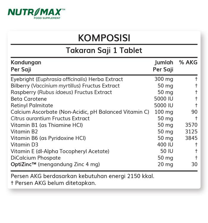 Nutrimax Clear Vision Vitamin Tablet Membantu Menjaga Kesehatan Mata