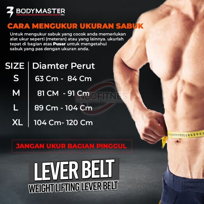 BODYMASTER Lever Belt 10mm BM-A880 Weightlifting Sabuk Gym fitnes - L